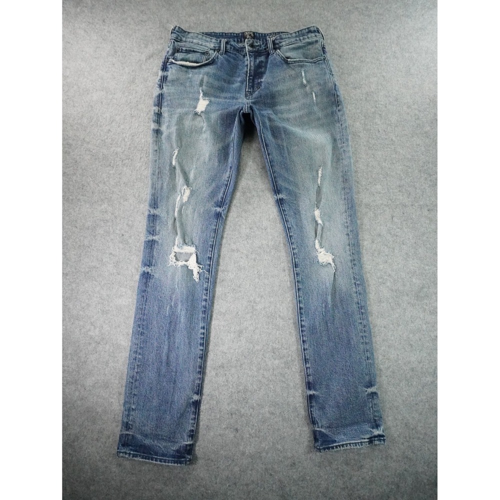Prps Jeans Mens 33 Blue Distressed Le Sabre Slim Tapered Fit Blue Light Wash‎